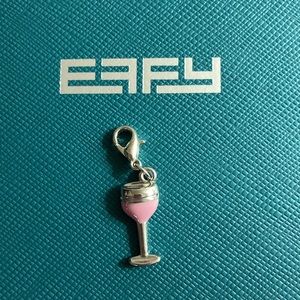 ❤️ NWOT - EFFY Pink Champagne Glass Silvertone Hanging Charm* ❤️